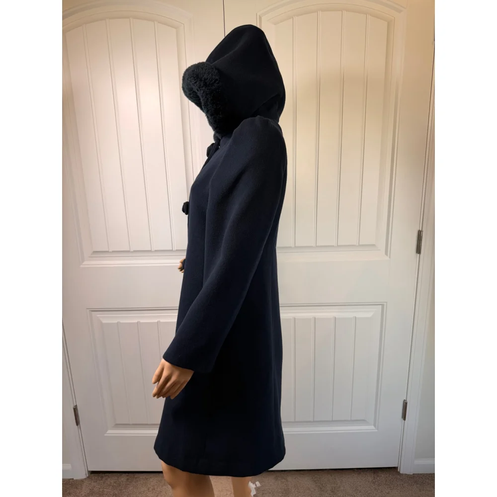 Girls Rothschild Navy Pea Coat Faux Fur Hood Size 16 Timeless Classic‎ Elegance